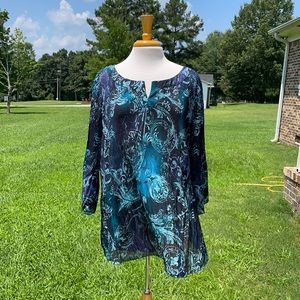 Just My Size Women’s Envy Green Scroll Blouse